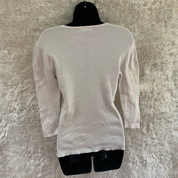 Lauren By Ralph Lauren 100% Cotton White Long Sleeve Ribbed Shirt! - Picture 6 of 6